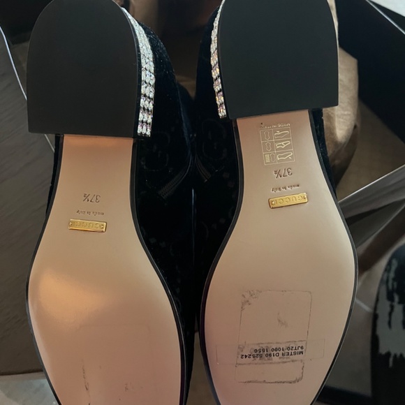 Authentic  Gucci Horsebit GG Velvet Crystal Ankle Boot - Picture 12 of 15